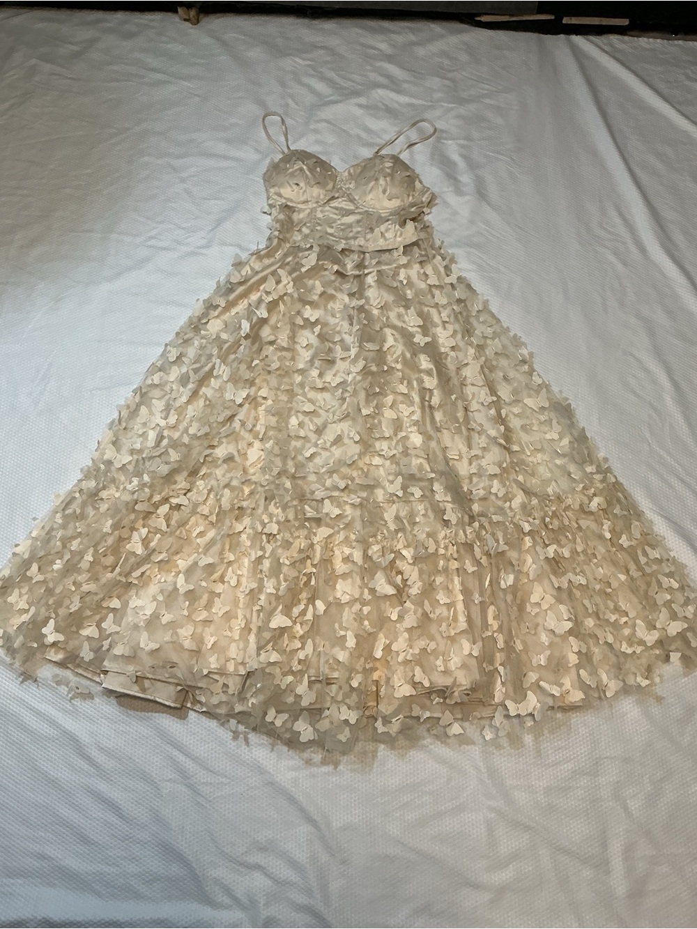MARBLE Beige Butterfly embroidered gauze corset back ,size S .